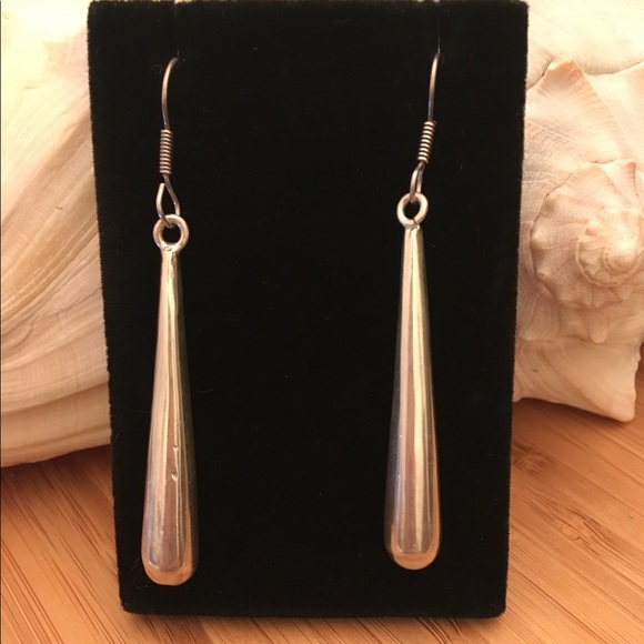 Vintage Jewelry - Vintage Sterling Silver Solid Dangle Earrings 2.5”